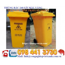 Thùng rác 240 lít màu vàng dùng để chất thải lây nhiễm nhựa HDPE