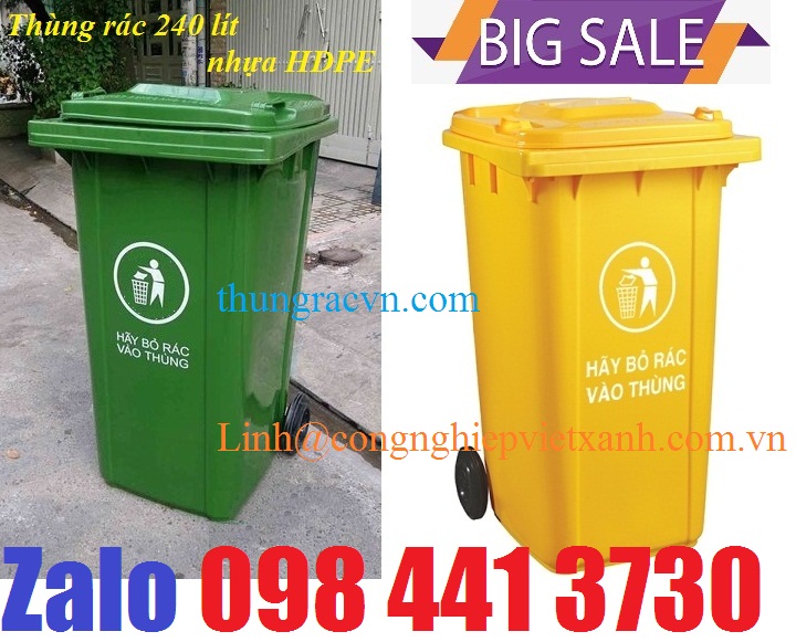 Thùng rác  nhựa 240 lít màu vàng Thung-rac-nhua-240L-gia-re