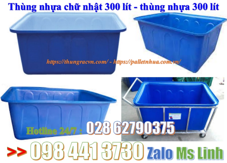 Thùng nhựa chữ nhật 300 lít