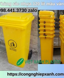 Thùng đựng rác 120 lít màu vàng