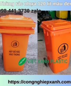 Thùng đựng rác 120 lít màu cam