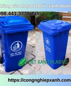 Thùng đựng rác 120 lít xanh dương