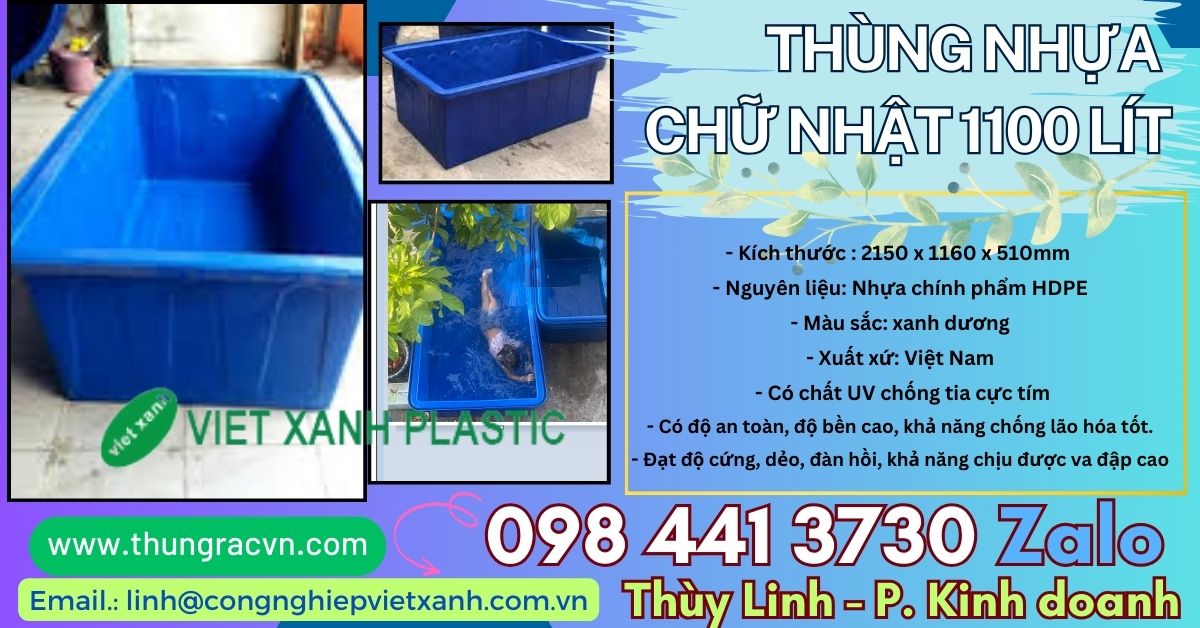 Thùng nhựa chữ nhật 1100 lít