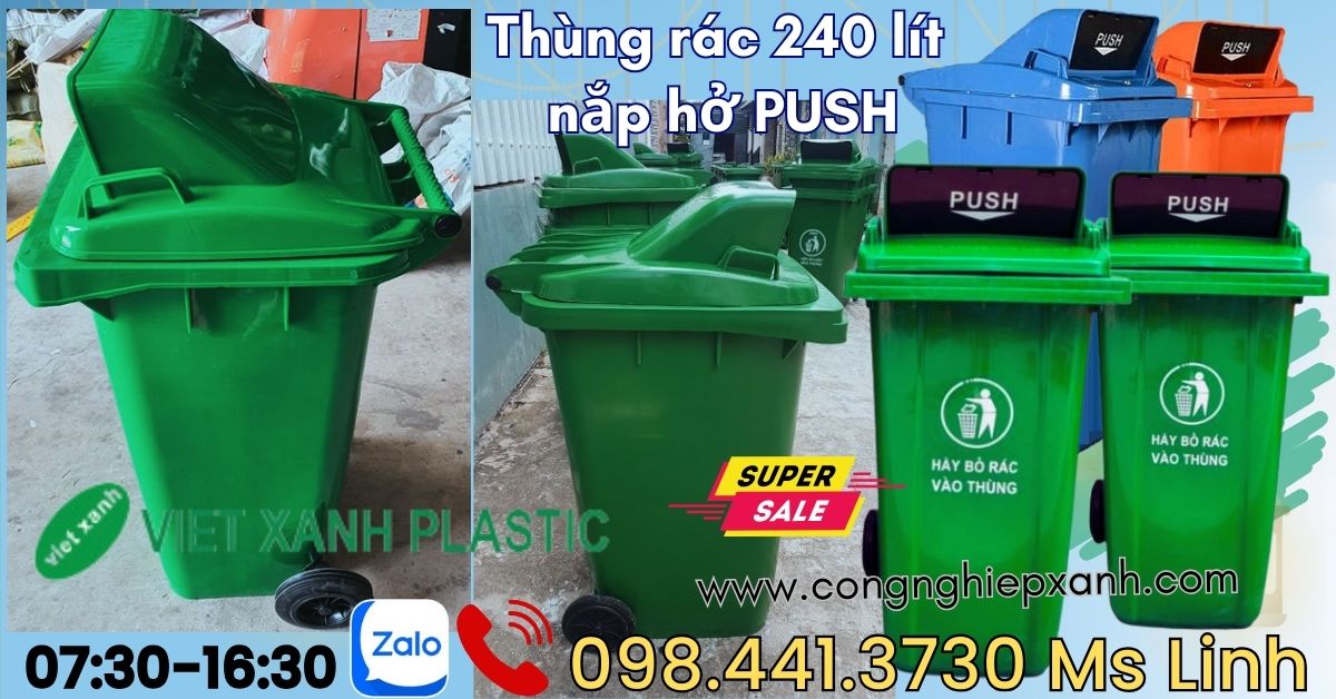 Thùng rác nhựa 120L và 240L nắp hở