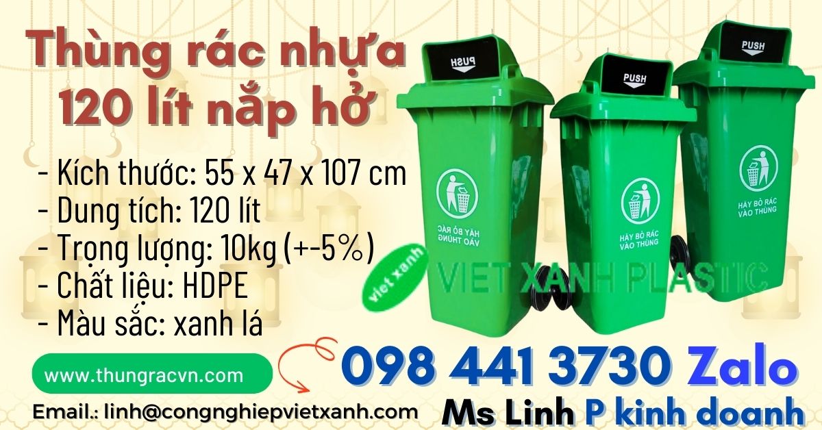 Thùng rác nhựa 120L/240L nắp hở
