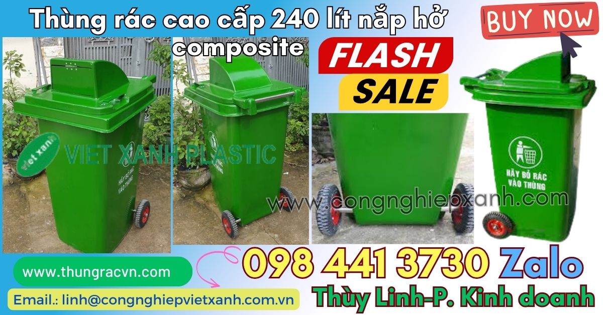 Thùng rác 240l nắp kín