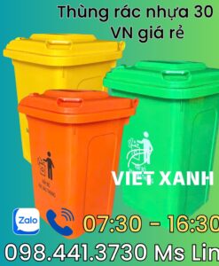Thung-rac-nhua-30-lit-hdpe-xanh-cam-vang